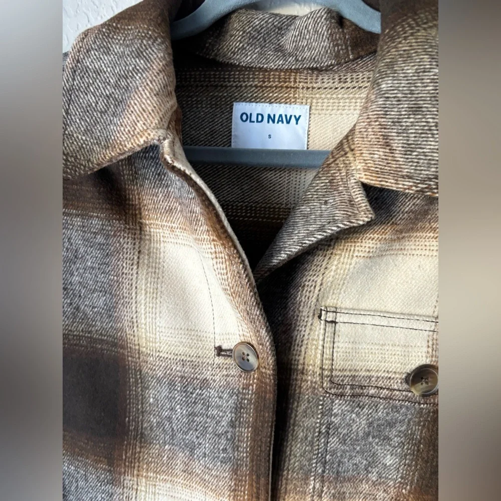 Old Navy Plaid Jacket in Brown and Tan Women’s Size S - Picture 4 of 8
